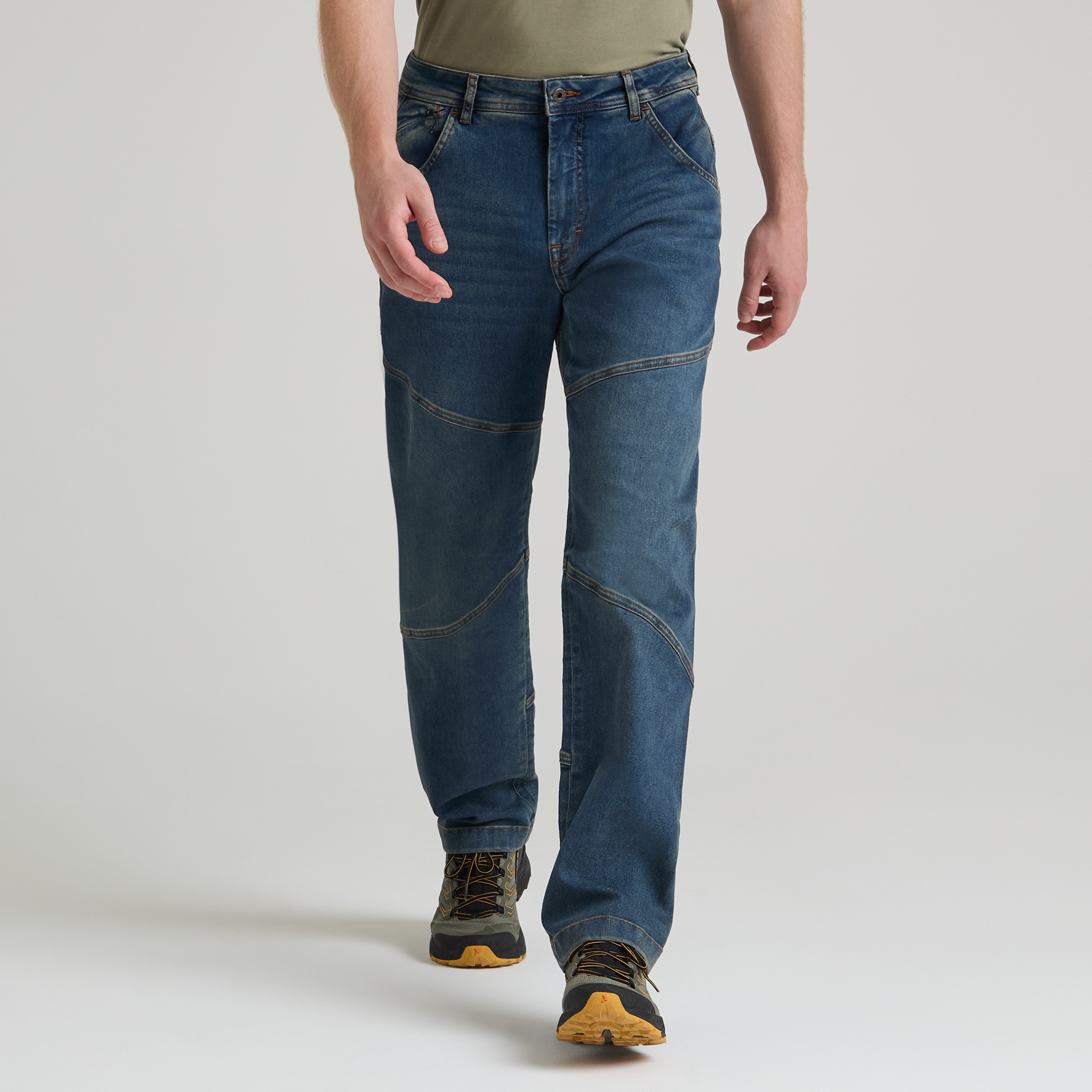 ネバートラスト ONE TACK SIDE BELT STRETCH DENIM PANTS Dakota WorkPro Series Men's HyperDri® HD1 Single Front Denim Work