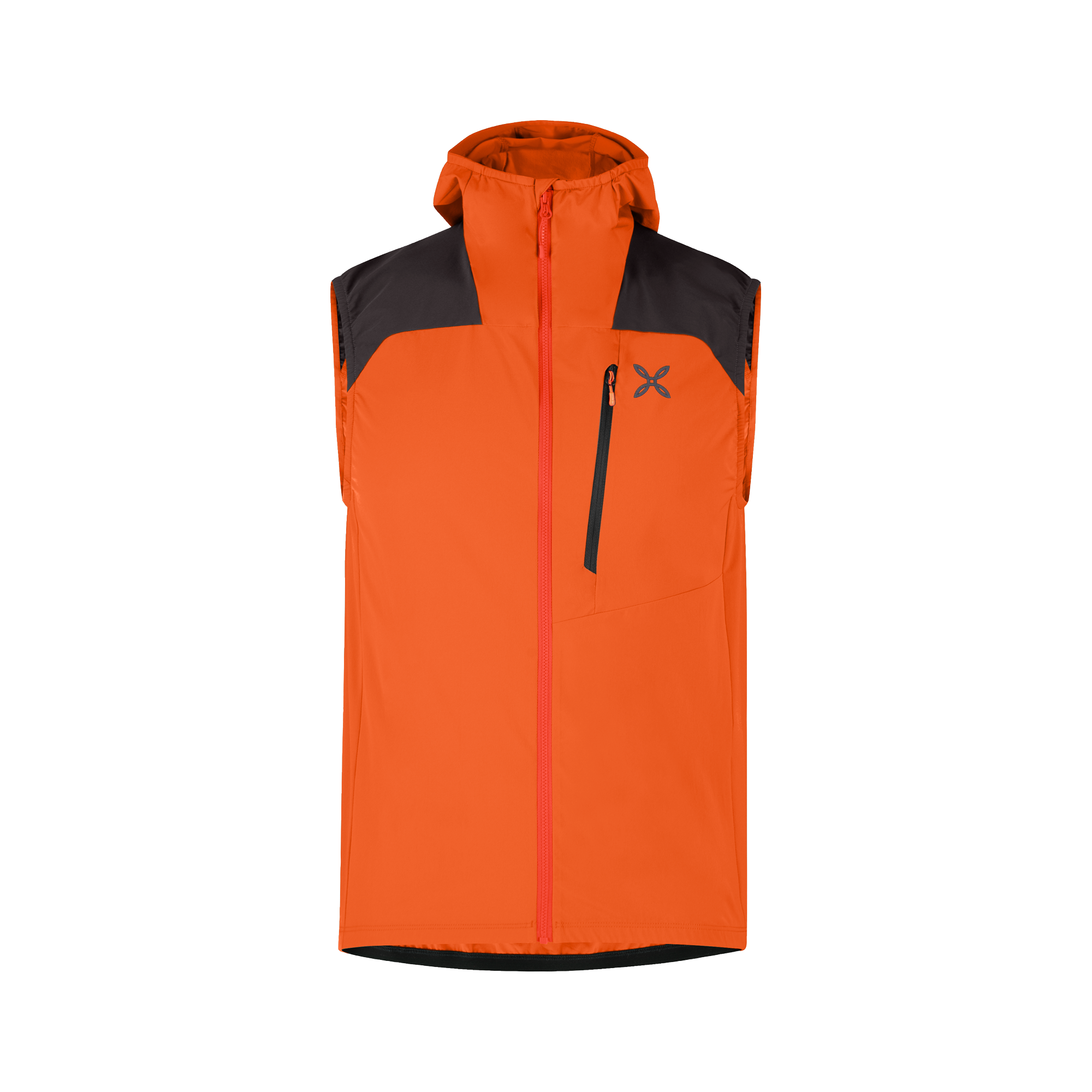 Orange and Grey Men's Rise Hooded Technical Waterproof Vest for